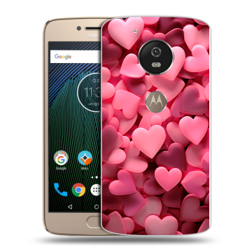 Силиконовый чехол на Motorola Moto G5s с принтом розовые сердечки