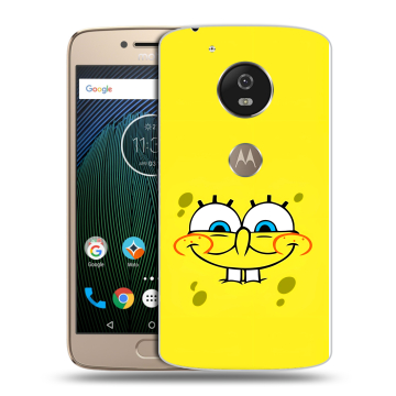 Силиконовый чехол на Motorola Moto G5s с принтом спанчбоб спанч боб