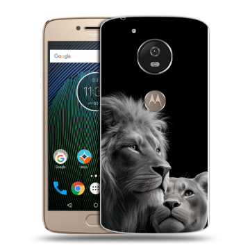 Силиконовый чехол на Motorola Moto G5s с принтом Лев кошки