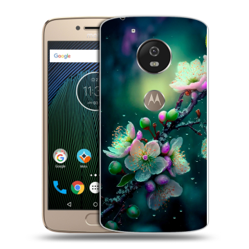Силиконовый чехол на Motorola Moto G5s с принтом Цветы и мрамор