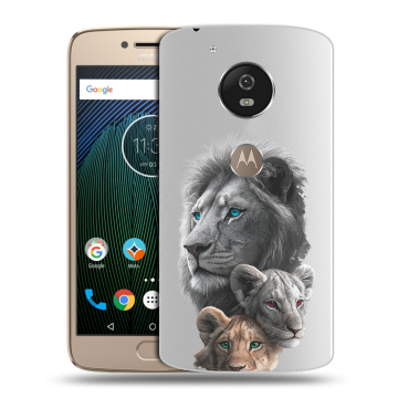 Силиконовый чехол на Motorola Moto G5s с принтом Львы