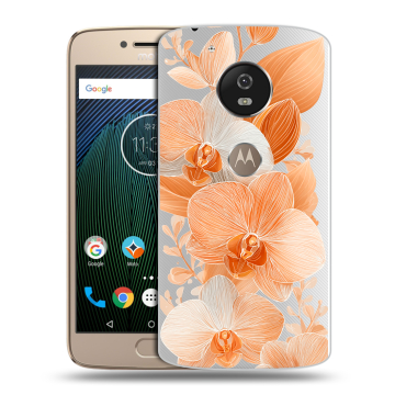 Силиконовый чехол на Motorola Moto G5s с принтом Бежевые цветы