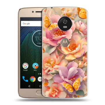 Силиконовый чехол на Motorola Moto G5s с принтом Цветы и бабочки