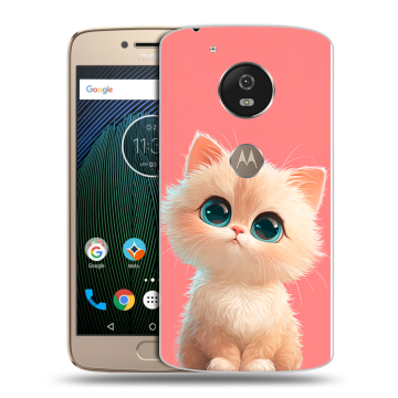 Силиконовый чехол на Motorola Moto G5s с принтом Розовый котенок