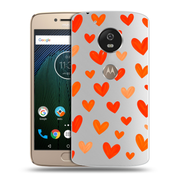 Силиконовый чехол на Motorola Moto G5s с принтом Сердечки