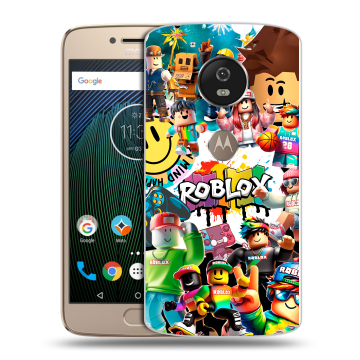 Силиконовый чехол на Motorola Moto G5s с принтом Roblox Роблокс