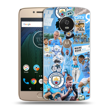 Силиконовый чехол на Motorola Moto G5s с принтом Man City Манчестер Сити