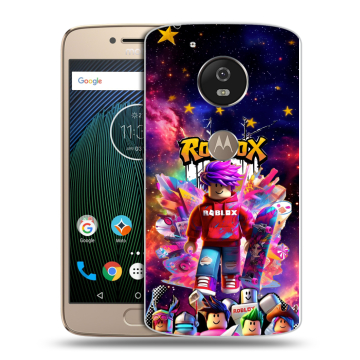Силиконовый чехол на Motorola Moto G5s с принтом Roblox Роблокс