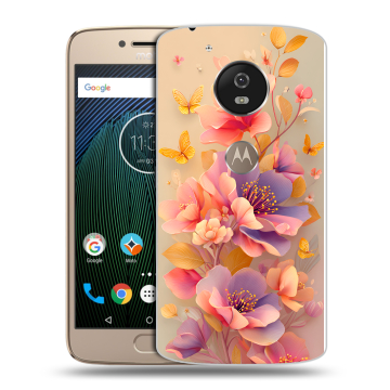 Силиконовый чехол на Motorola Moto G5s с принтом Цветы и бабочки