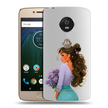 Силиконовый чехол на Motorola Moto G5s с принтом девушка цветы