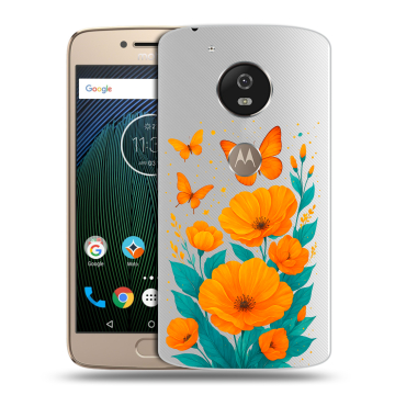 Силиконовый чехол на Motorola Moto G5s с принтом цветы бабочки