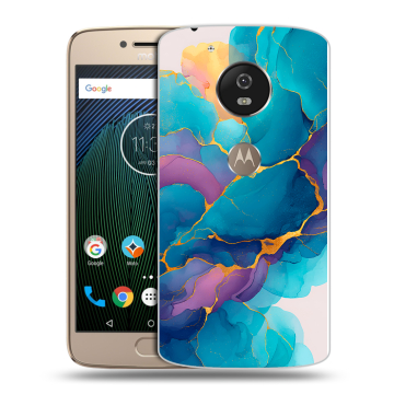 Силиконовый чехол на Motorola Moto G5s с принтом Мрамор блестки