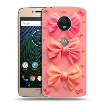 Силиконовый чехол на Motorola Moto G5s с принтом Розовые бантики