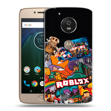 Силиконовый чехол на Motorola Moto G5s с принтом Roblox Роблокс