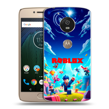 Силиконовый чехол на Motorola Moto G5s с принтом Roblox Роблокс