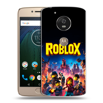 Силиконовый чехол на Motorola Moto G5s с принтом Roblox Роблокс