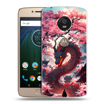 Силиконовый чехол на Motorola Moto G5s с принтом Дракон Японский