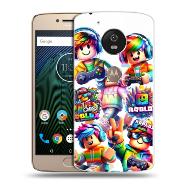 Силиконовый чехол на Motorola Moto G5s с принтом Roblox Роблокс