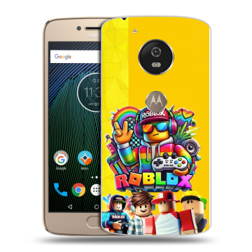 Силиконовый чехол на Motorola Moto G5s с принтом Roblox Роблокс