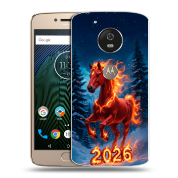 Силиконовый чехол на Motorola Moto G5s с принтом Новый год коня Силиконовый чехол на Motorola Moto G5s с принтом Новый год коня