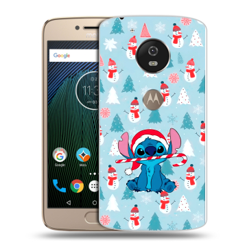 Силиконовый чехол на Motorola Moto G5s с принтом Стич Новый год