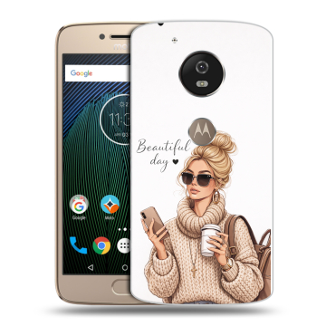 Силиконовый чехол на Motorola Moto G5s с принтом женский