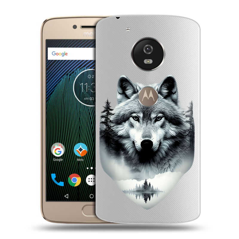 Пластиковый чехол на Motorola Moto G5s с принтом Волк в лесу Пластиковый чехол на Motorola Moto G5s с принтом Волк в лесу