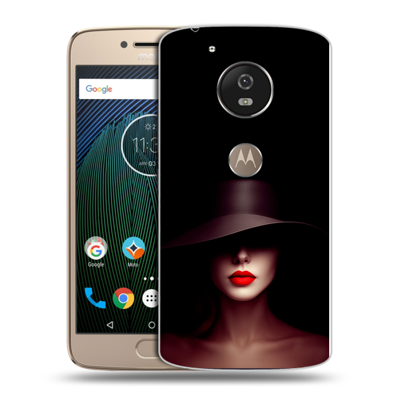 Силиконовый чехол на Motorola Moto G5s с принтом Девушка в шляпе Силиконовый чехол на Motorola Moto G5s с принтом Девушка в шляпе