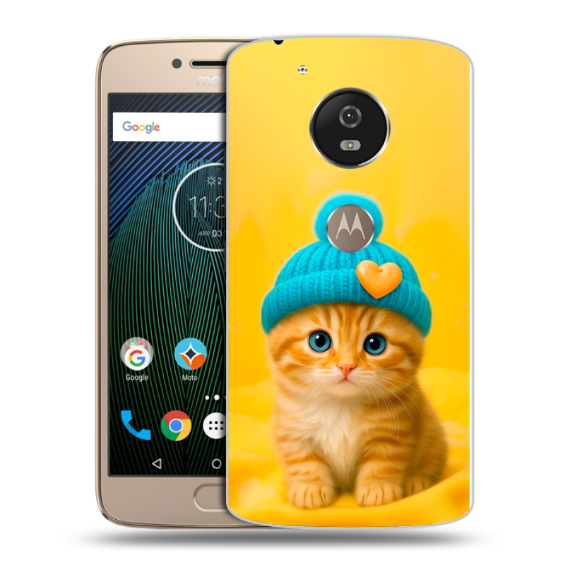 Силиконовый чехол на Motorola Moto G5s с принтом Котенок в шапке Силиконовый чехол на Motorola Moto G5s с принтом Котенок в шапке