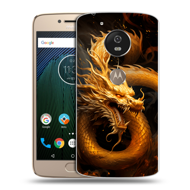 Силиконовый чехол на Motorola Moto G5s с принтом Золотой дракон Силиконовый чехол на Motorola Moto G5s с принтом Золотой дракон