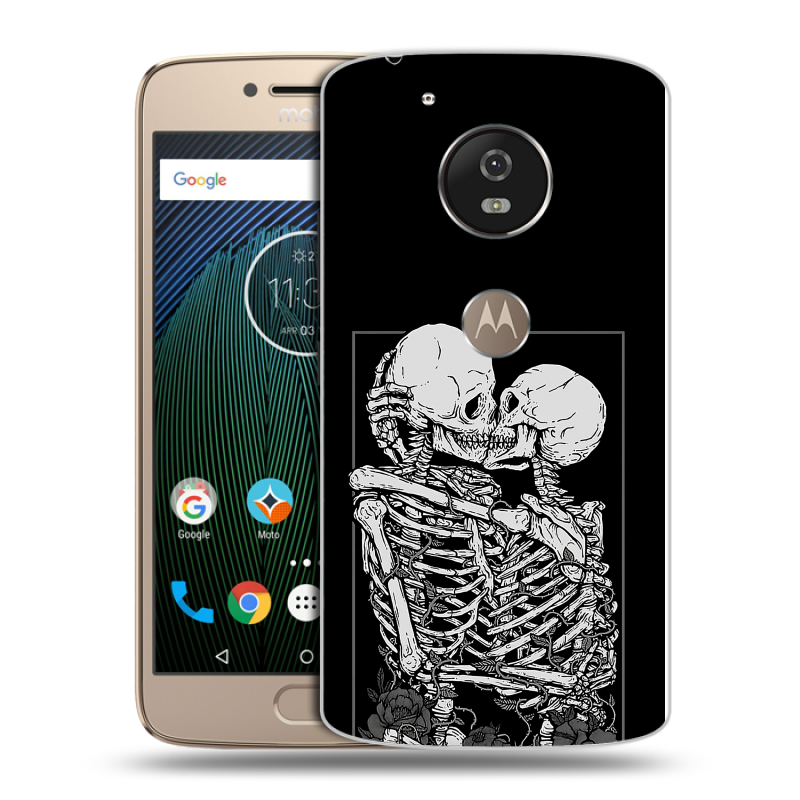 Силиконовый чехол на Motorola Moto G5s с принтом Поцелуй скелетов Силиконовый чехол на Motorola Moto G5s с принтом Поцелуй скелетов