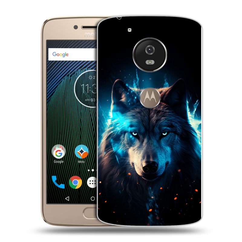 Пластиковый чехол на Motorola Moto G5s с принтом Волк ночной Пластиковый чехол на Motorola Moto G5s с принтом Волк ночной