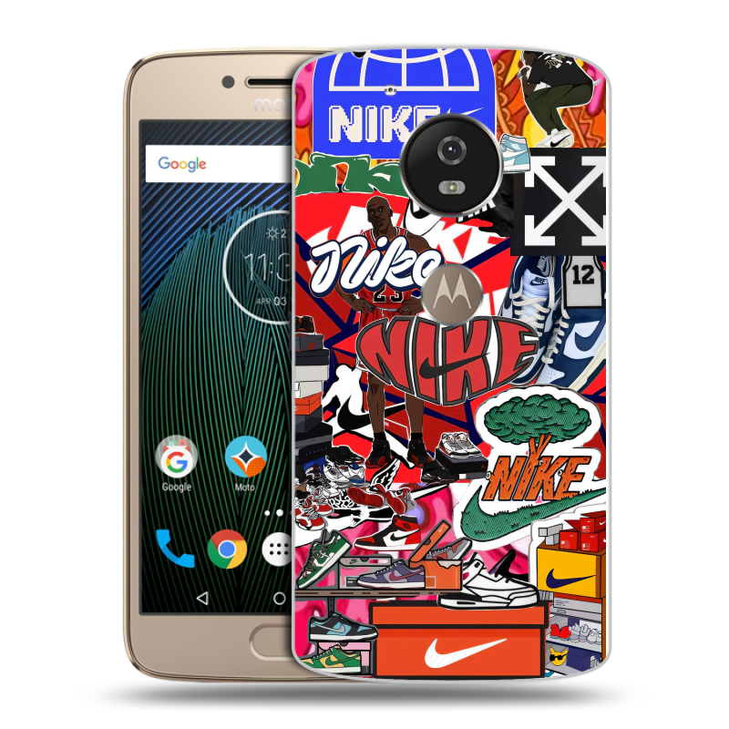Силиконовый чехол на Motorola Moto G5s с принтом Найк Nike яркий Силиконовый чехол на Motorola Moto G5s с принтом Найк Nike яркий