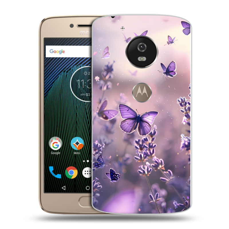 Пластиковый чехол на Motorola Moto G5s с принтом бабочки и лаванда Пластиковый чехол на Motorola Moto G5s с принтом бабочки и лаванда