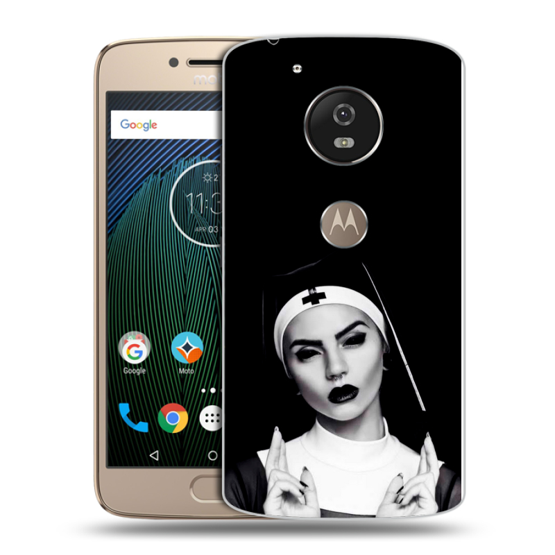 Силиконовый чехол на Motorola Moto G5s с принтом монашка Силиконовый чехол на Motorola Moto G5s с принтом монашка