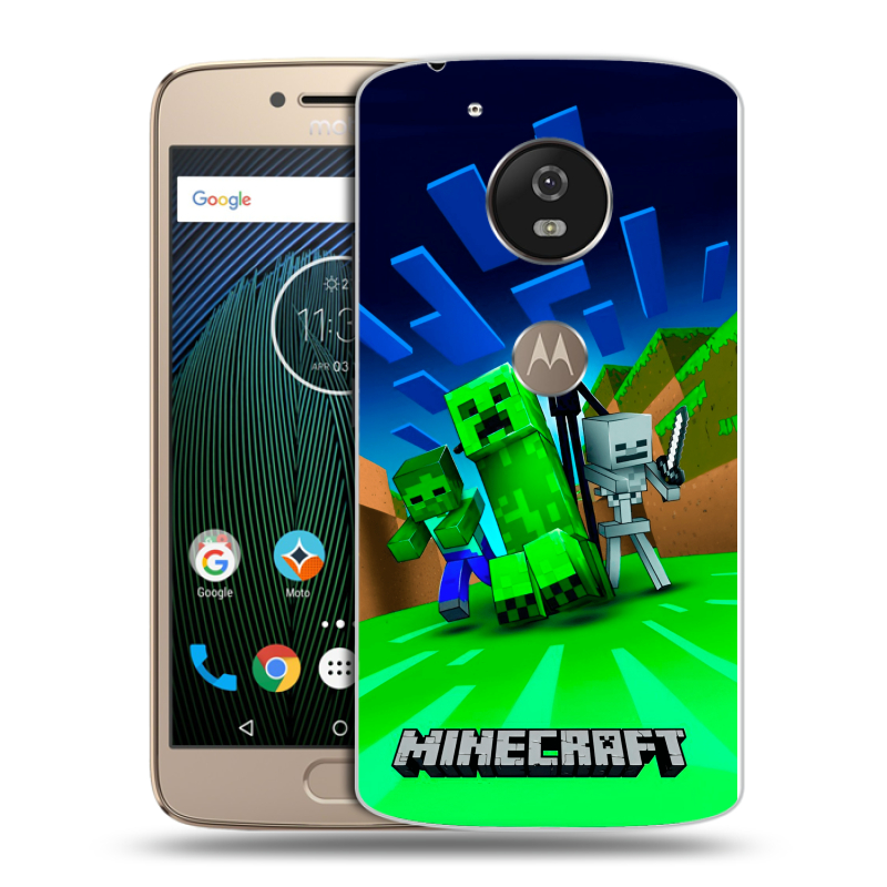 Силиконовый чехол на Motorola Moto G5s с принтом Майнкрафт Силиконовый чехол на Motorola Moto G5s с принтом Майнкрафт