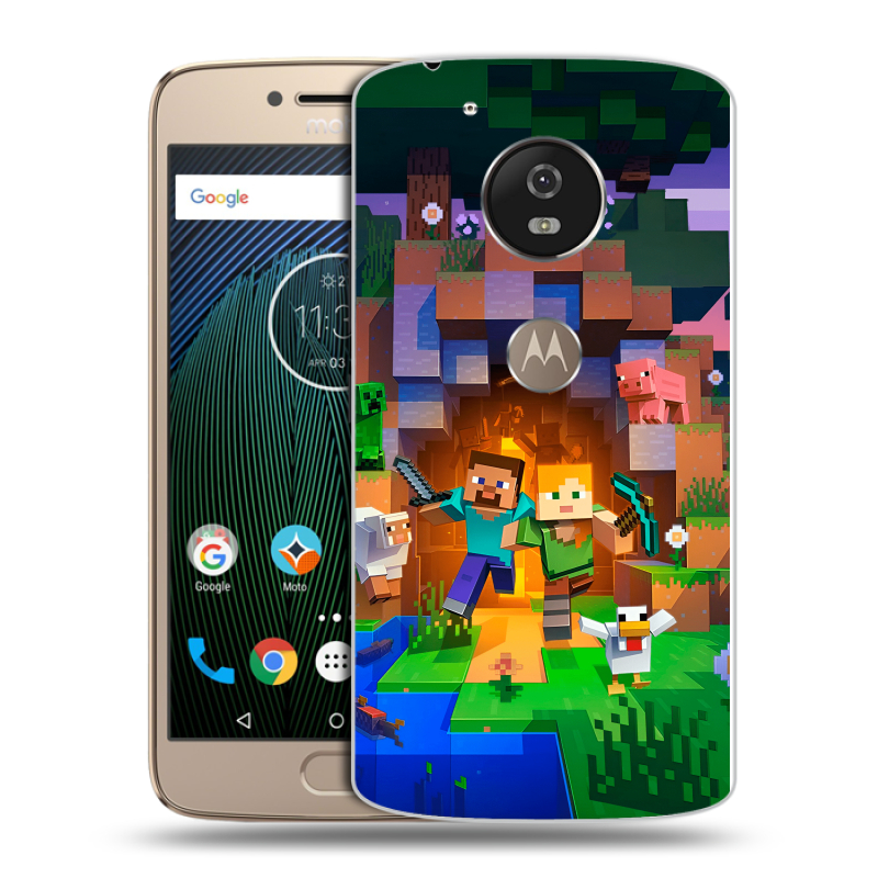 Силиконовый чехол на Motorola Moto G5s с принтом Майнкрафт Minecraft Силиконовый чехол на Motorola Moto G5s с принтом Майнкрафт Minecraft