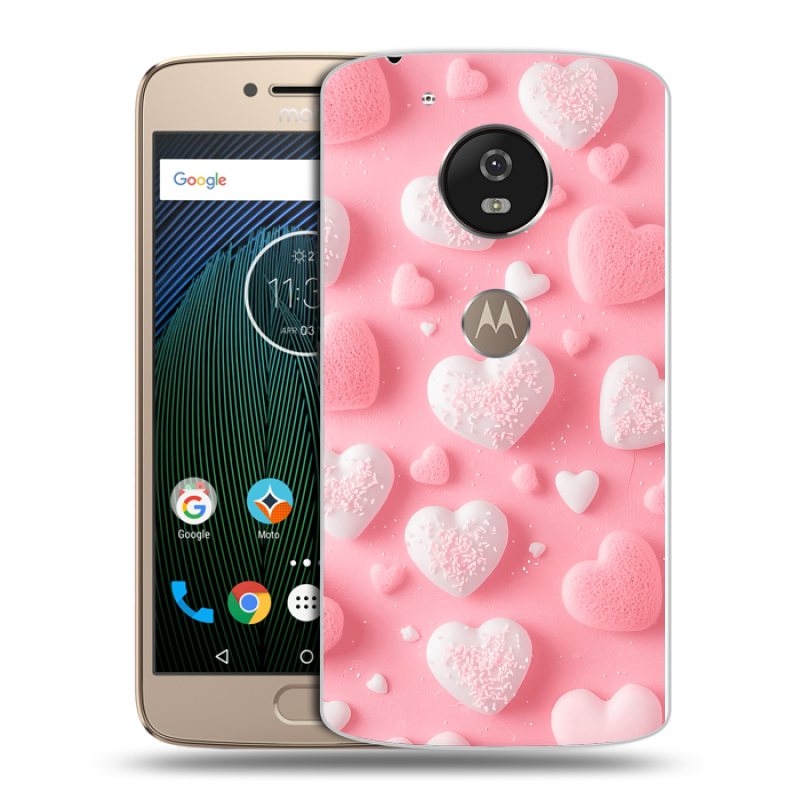 Силиконовый чехол на Motorola Moto G5s с принтом Сердечки Силиконовый чехол на Motorola Moto G5s с принтом Сердечки