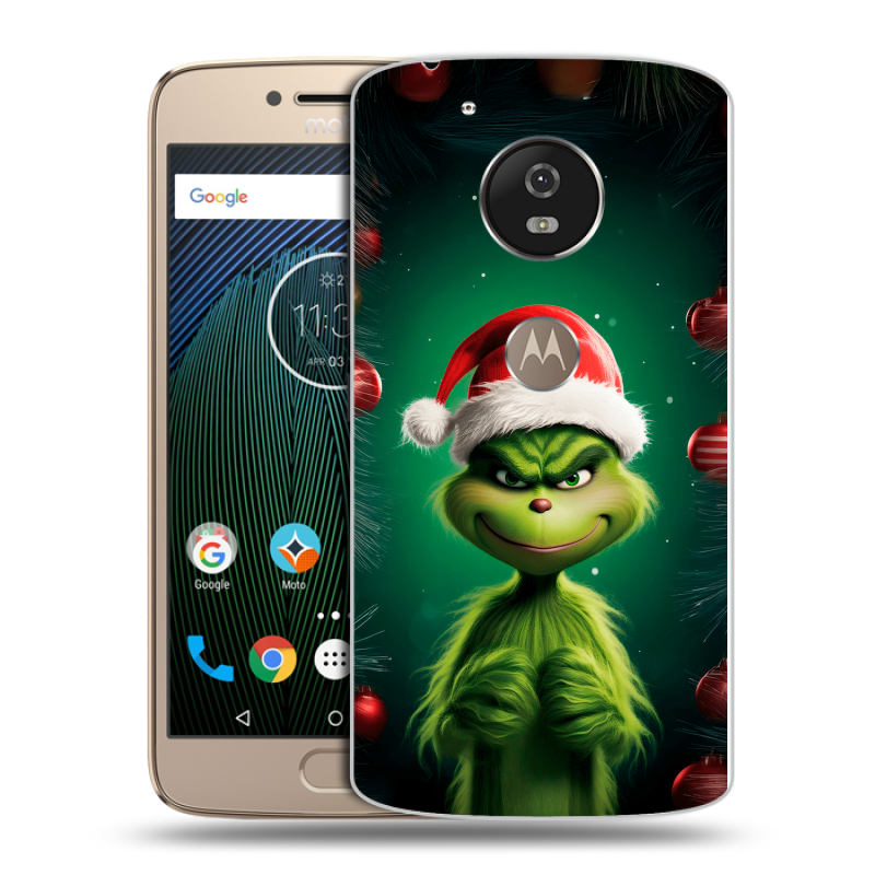 Силиконовый чехол на Motorola Moto G5s с принтом Гринч Новый год Рождество Силиконовый чехол на Motorola Moto G5s с принтом Гринч Новый год Рождество
