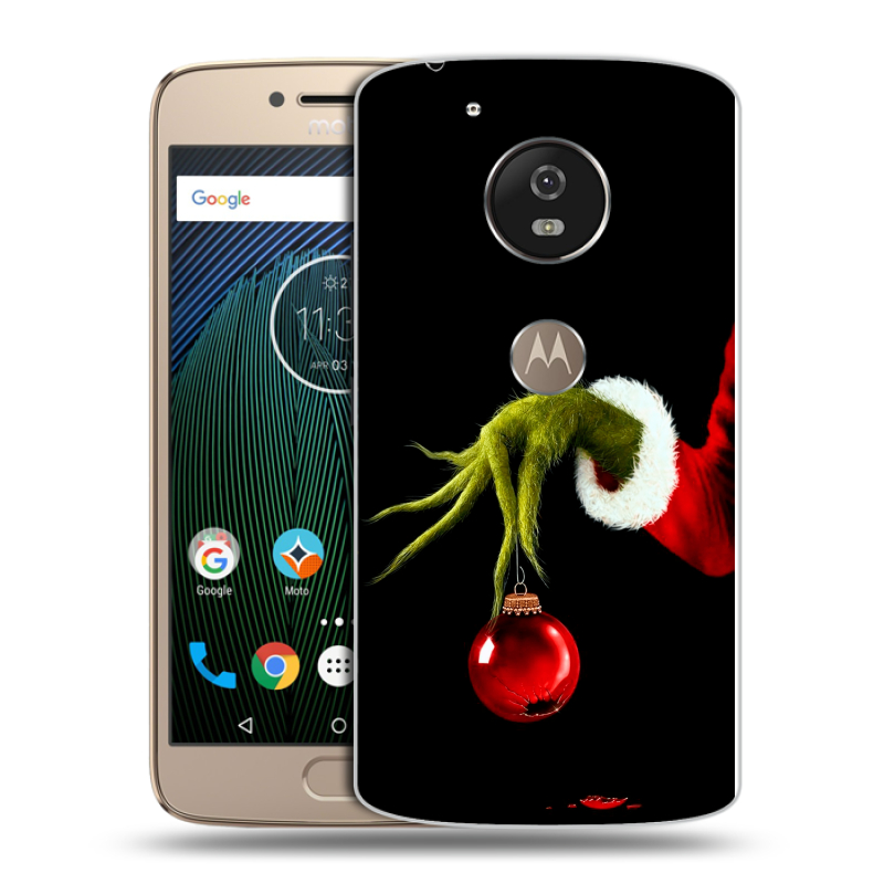 Силиконовый чехол на Motorola Moto G5s с принтом Новый год Гринч Силиконовый чехол на Motorola Moto G5s с принтом Новый год Гринч