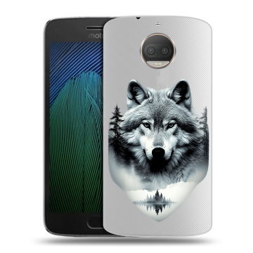Пластиковый чехол на Motorola Moto G5s Plus с принтом Волк в лесу