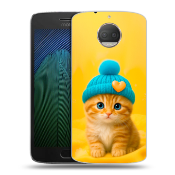 Пластиковый чехол на Motorola Moto G5s Plus с принтом Котенок в шапке