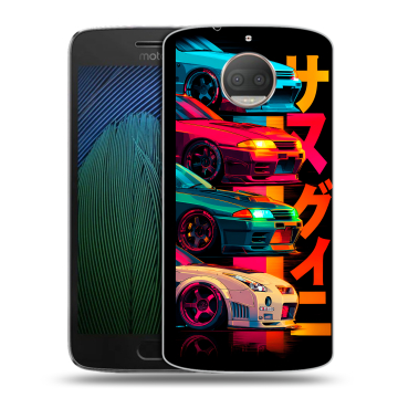 Пластиковый чехол на Motorola Moto G5s Plus с принтом Гоночные машины