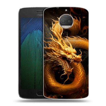 Пластиковый чехол на Motorola Moto G5s Plus с принтом Золотой дракон Пластиковый чехол на Motorola Moto G5s Plus с принтом Золотой дракон