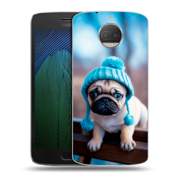 Пластиковый чехол на Motorola Moto G5s Plus с принтом Мопс в шапке