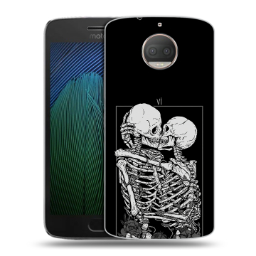 Пластиковый чехол на Motorola Moto G5s Plus с принтом Поцелуй скелетов