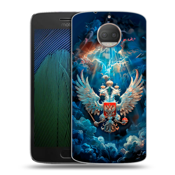 Пластиковый чехол на Motorola Moto G5s Plus с принтом Герб флаг России