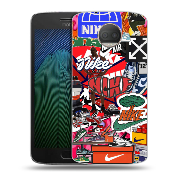 Пластиковый чехол на Motorola Moto G5s Plus с принтом Найк Nike яркий