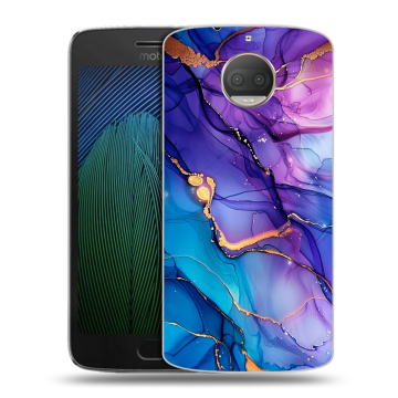 Пластиковый чехол на Motorola Moto G5s Plus с принтом синий мрамор