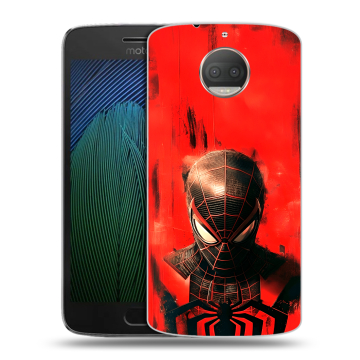 Пластиковый чехол на Motorola Moto G5s Plus с принтом человек паук spiderman